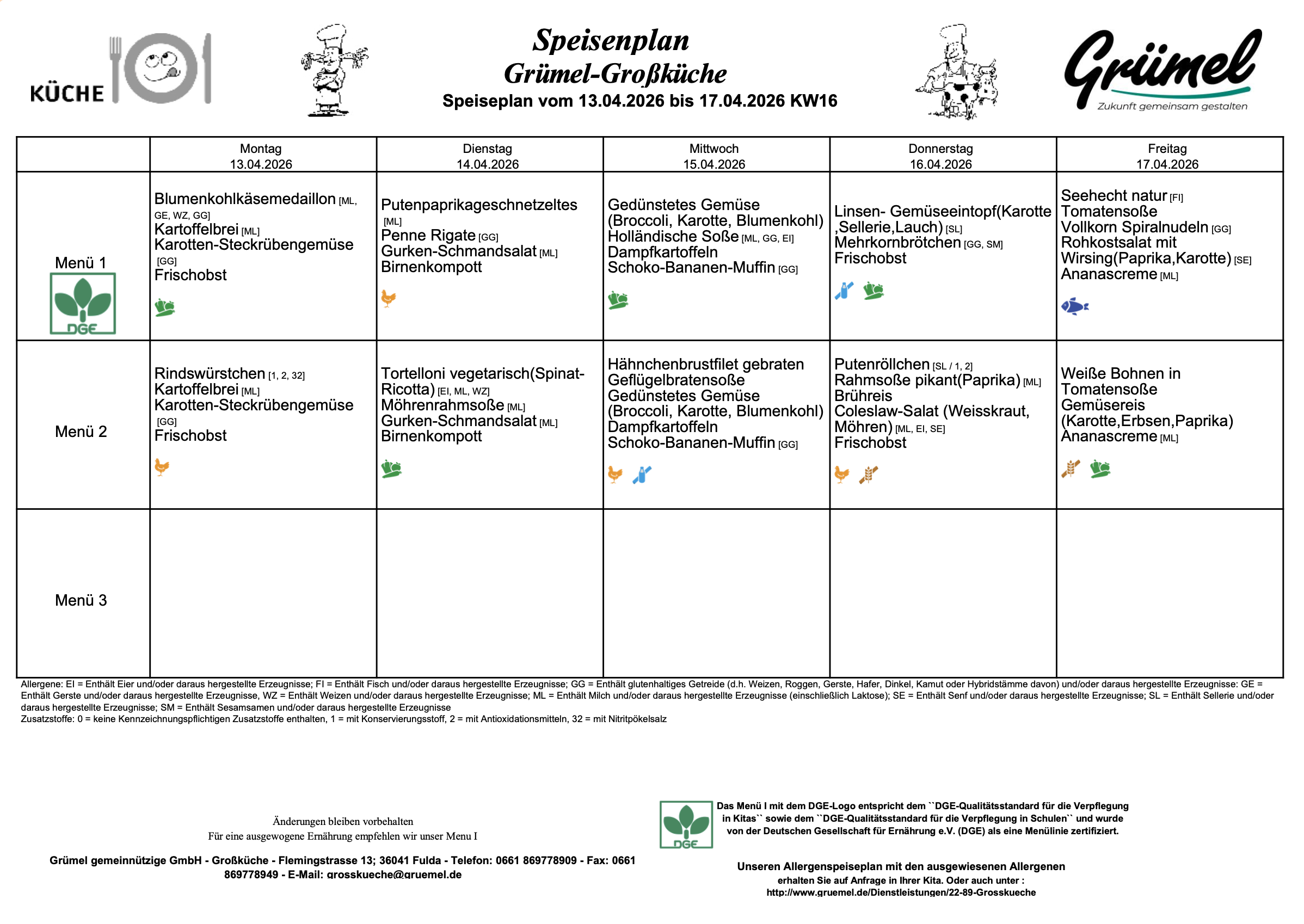 Speisenplan Jahnschule Hünfeld
