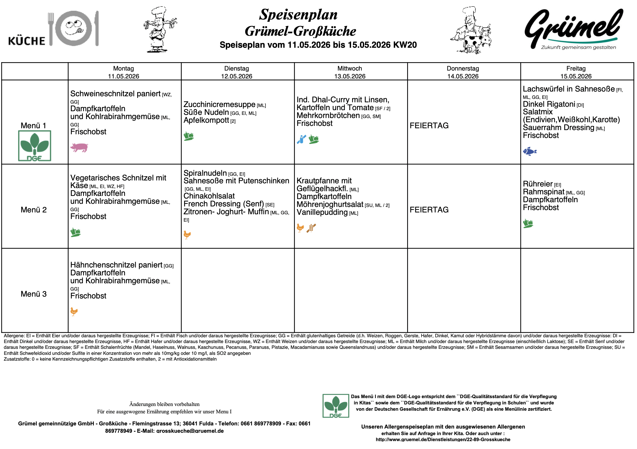 Speisenplan Jahnschule Hünfeld
