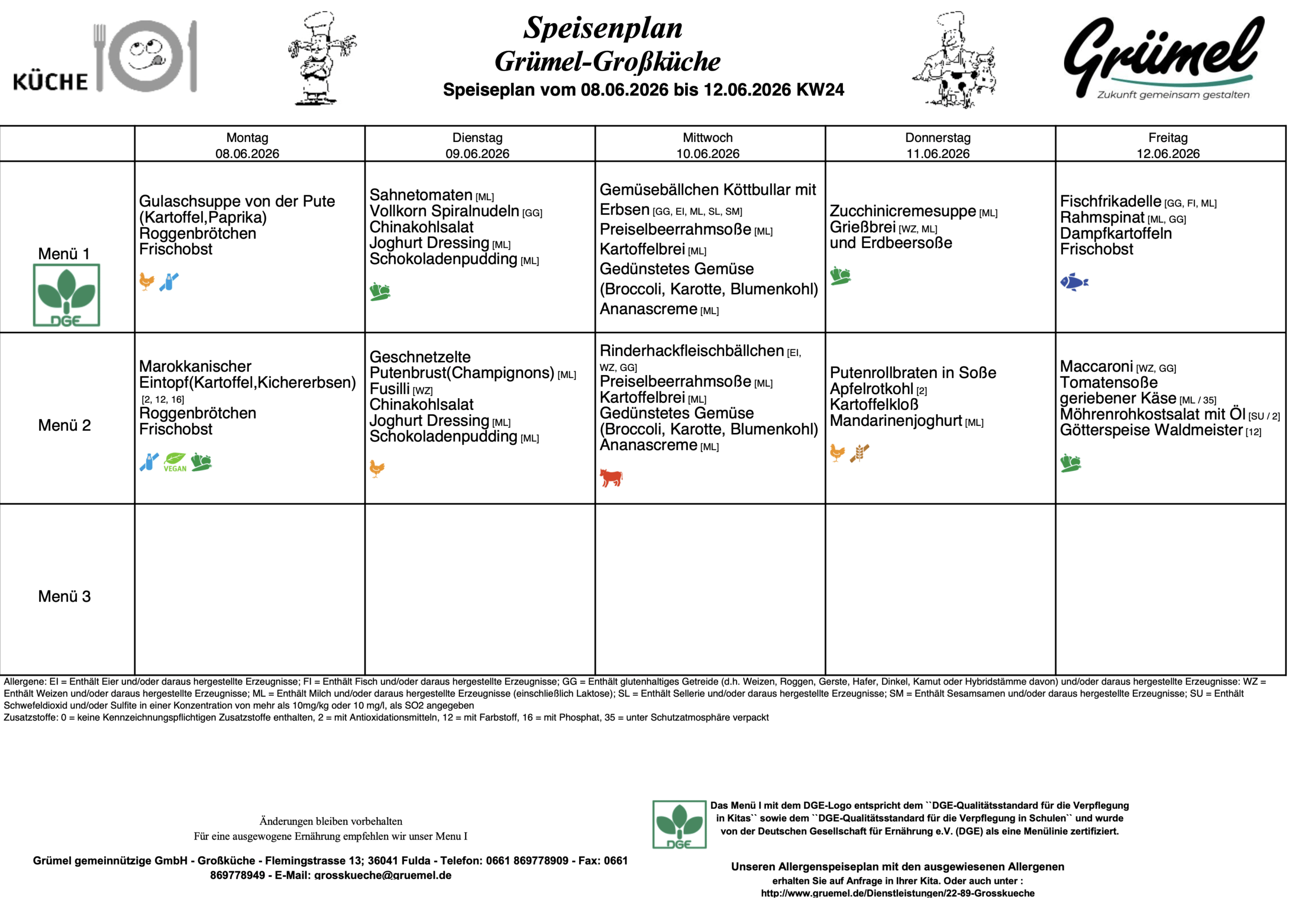 Speisenplan Jahnschule Hünfeld