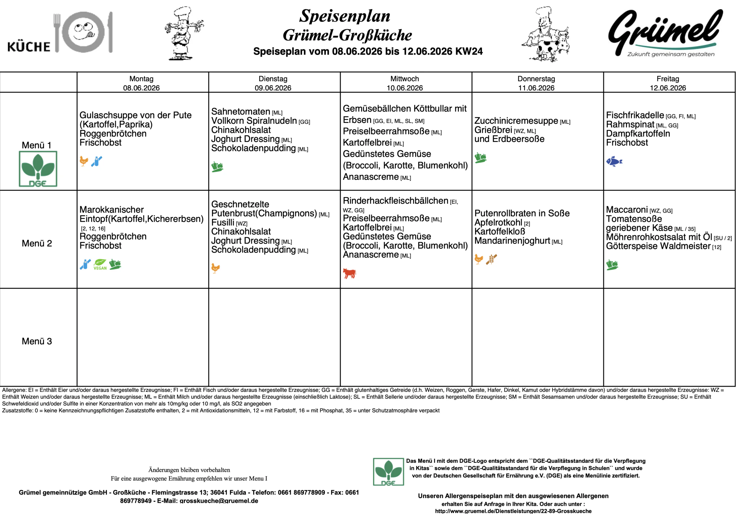 Speisenplan Jahnschule Hünfeld
