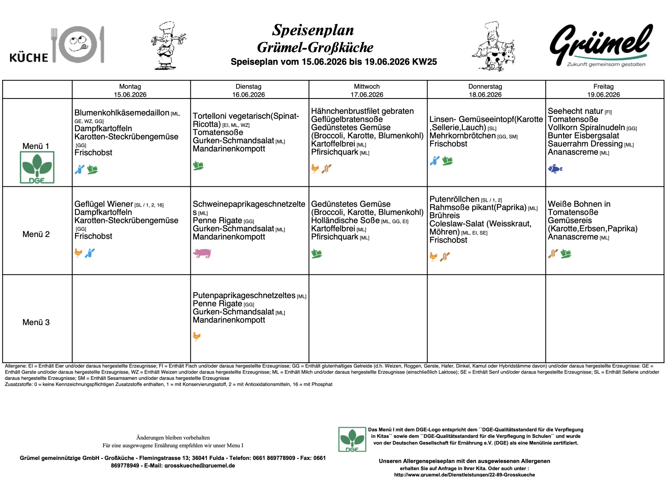 Speisenplan Jahnschule Hünfeld