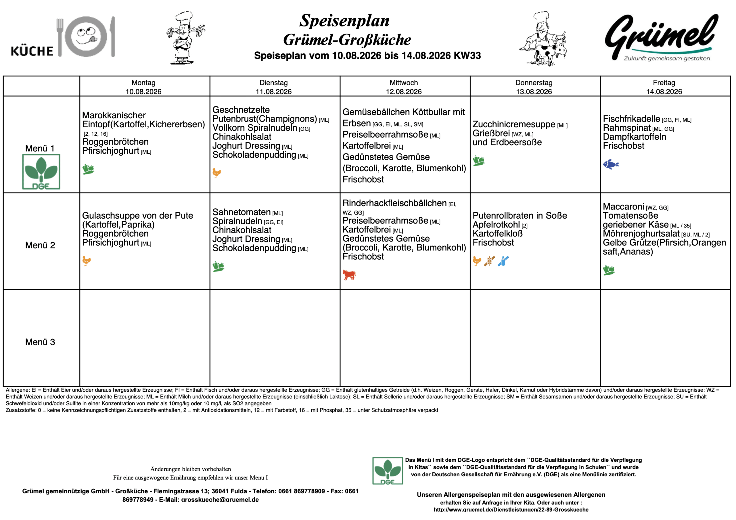 Speisenplan Jahnschule Hünfeld