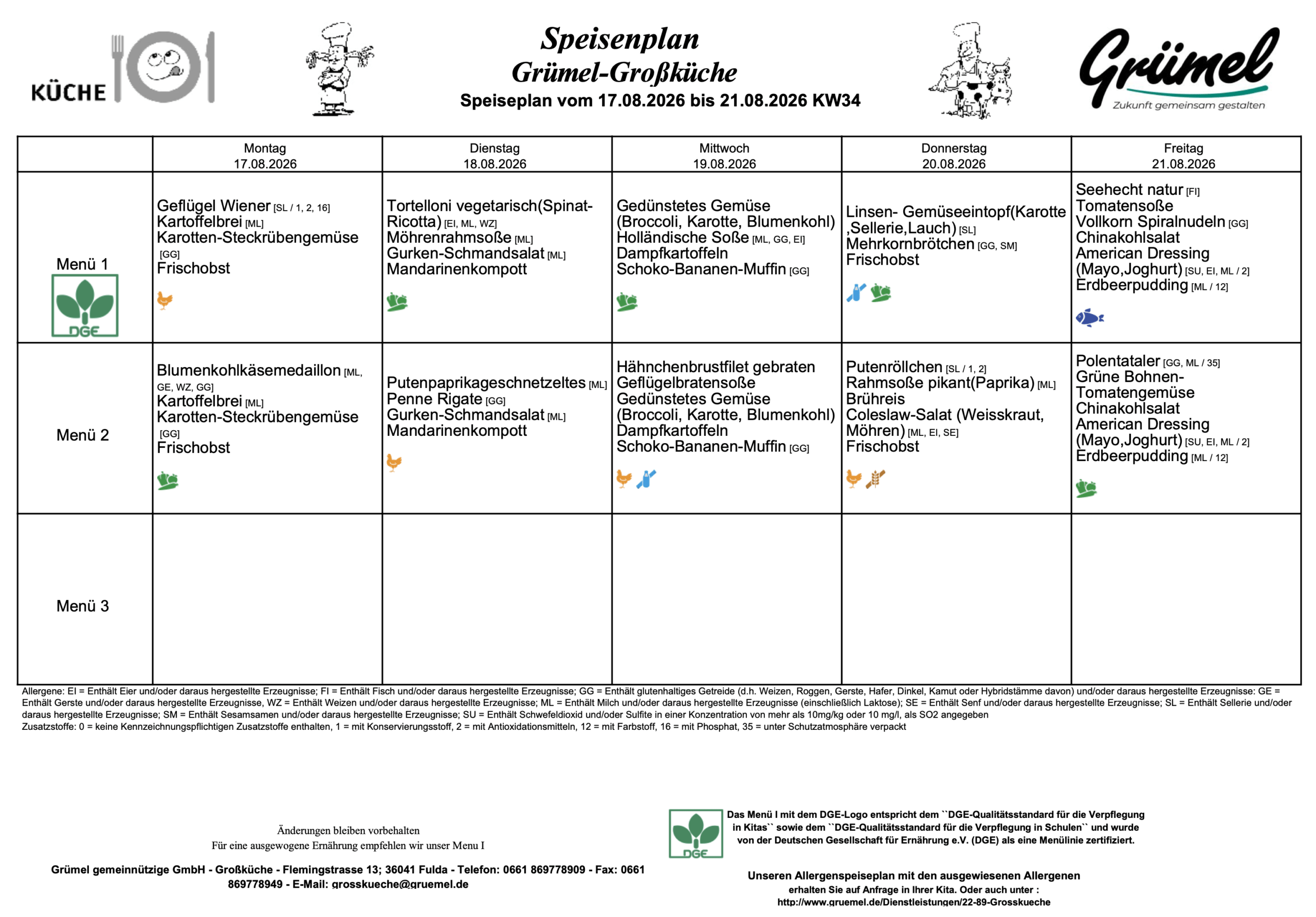 Speisenplan Jahnschule Hünfeld