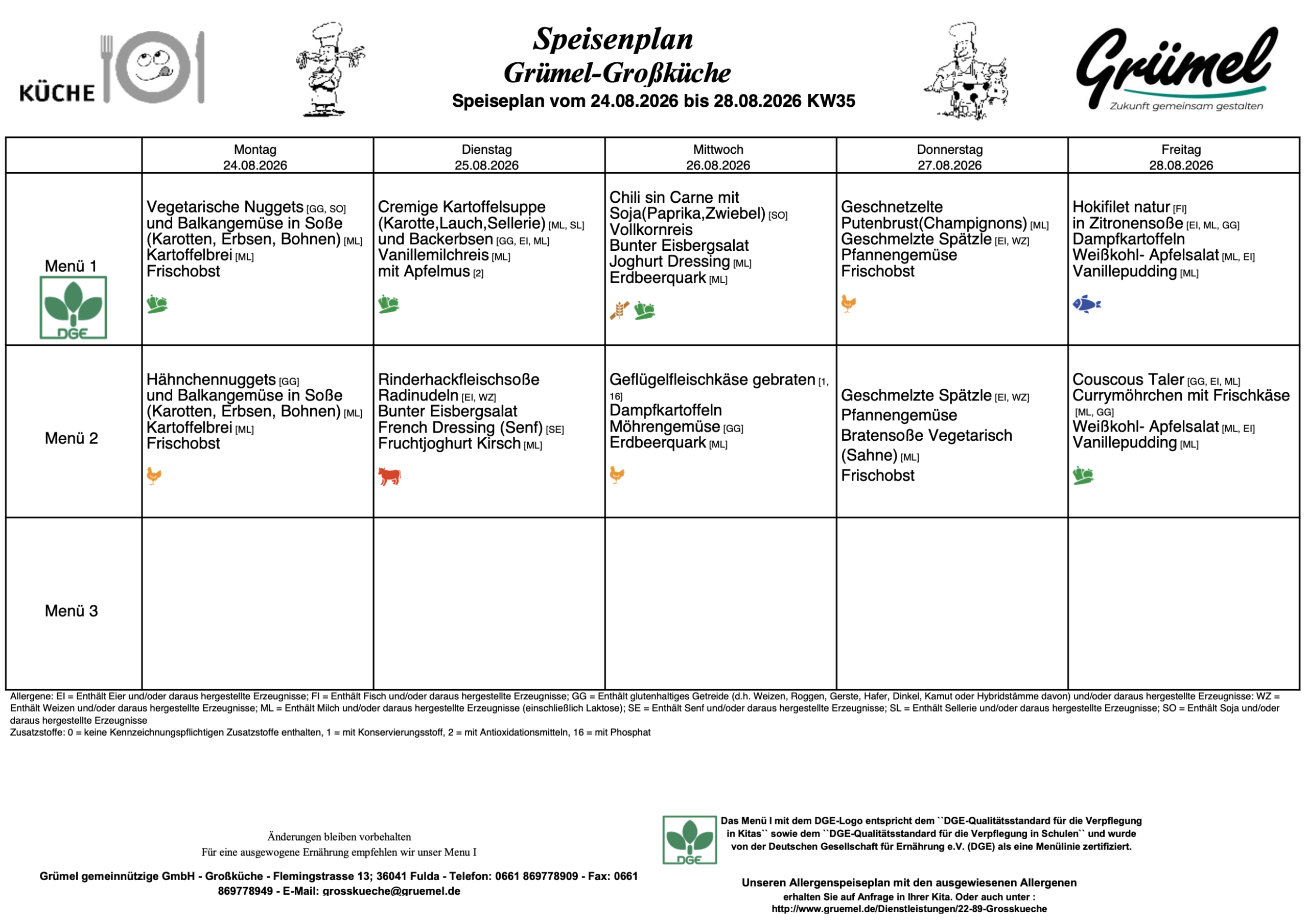 Speisenplan Jahnschule Hünfeld
