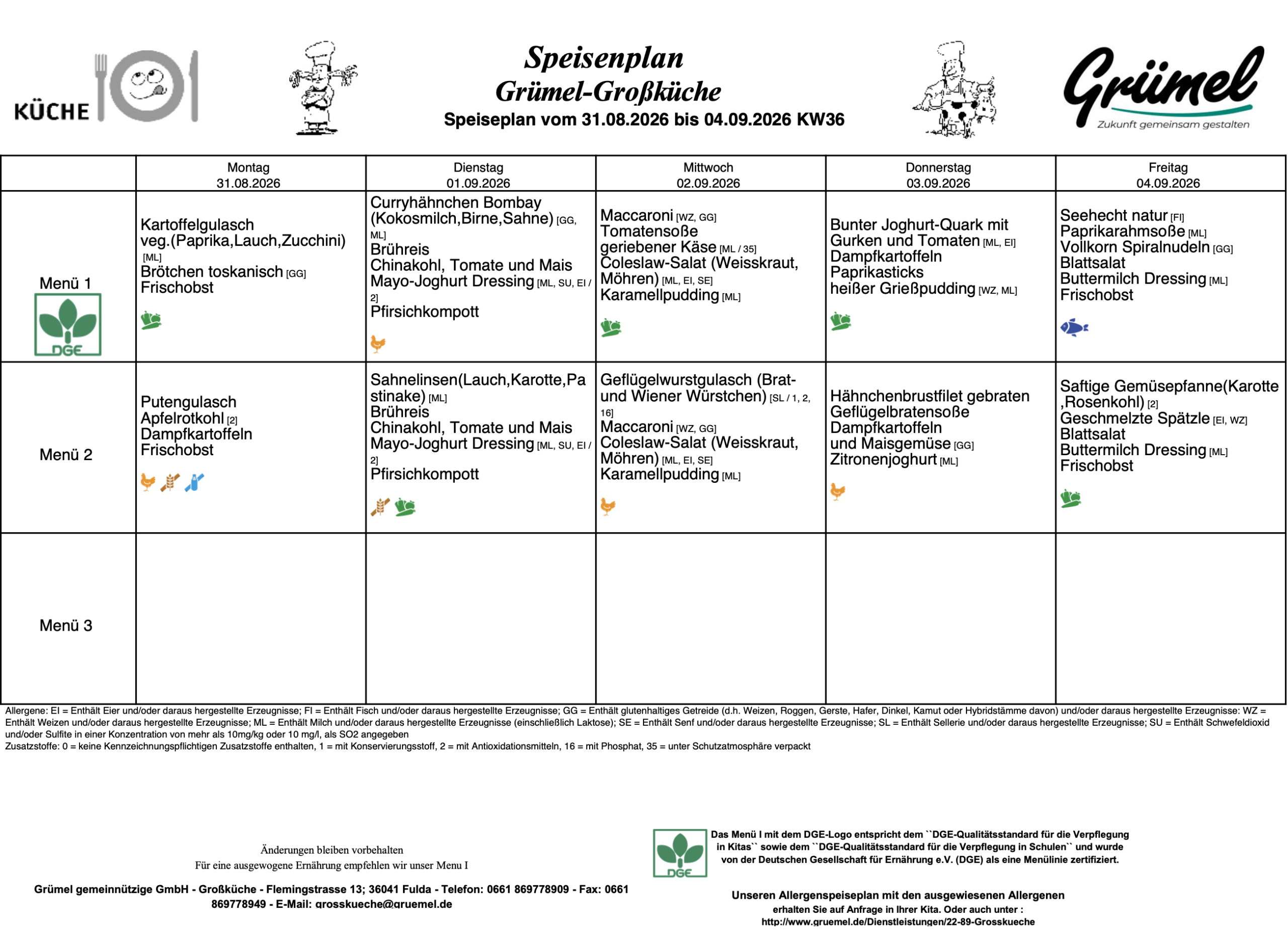 Speisenplan Jahnschule Hünfeld