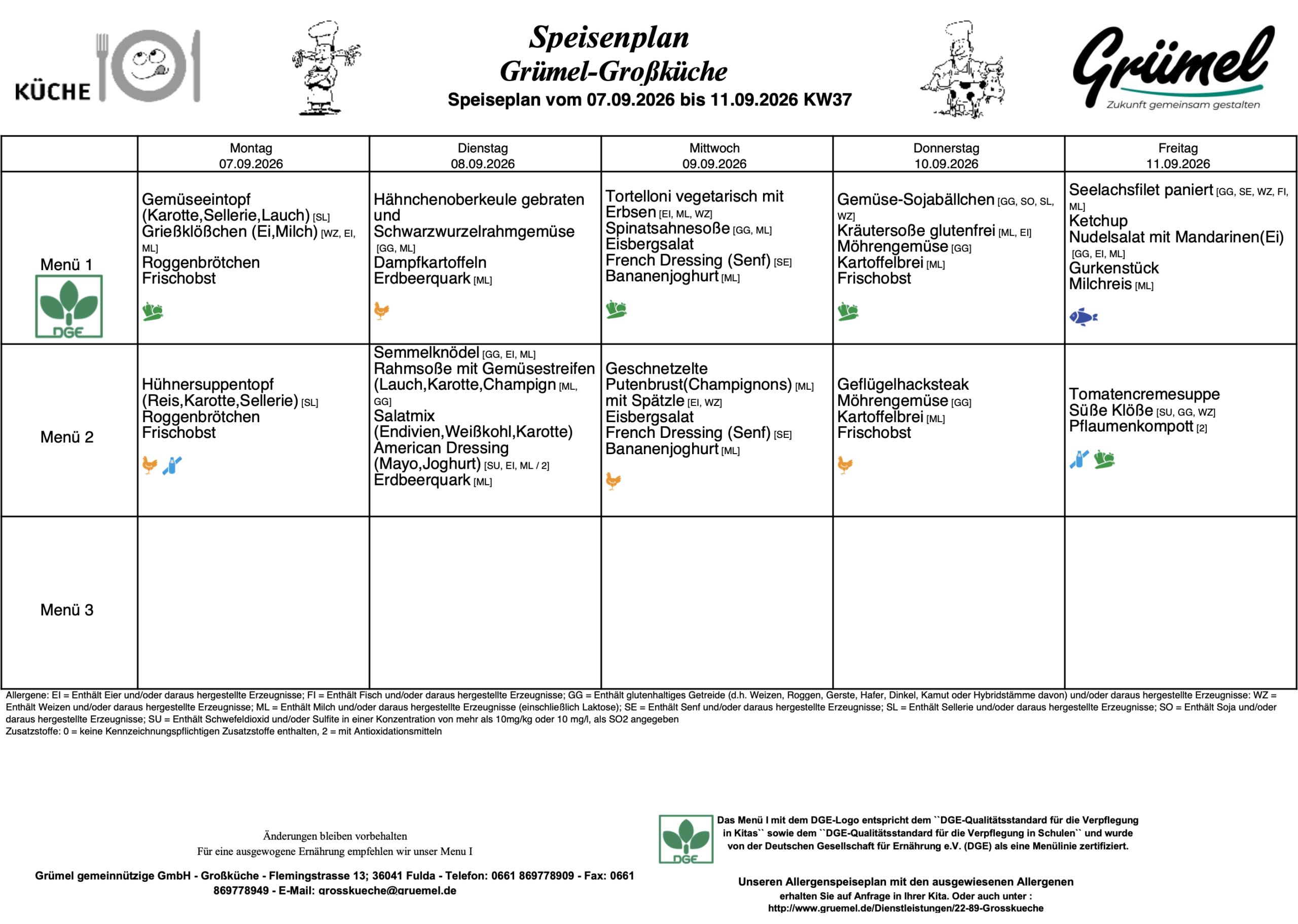 Speisenplan Jahnschule Hünfeld