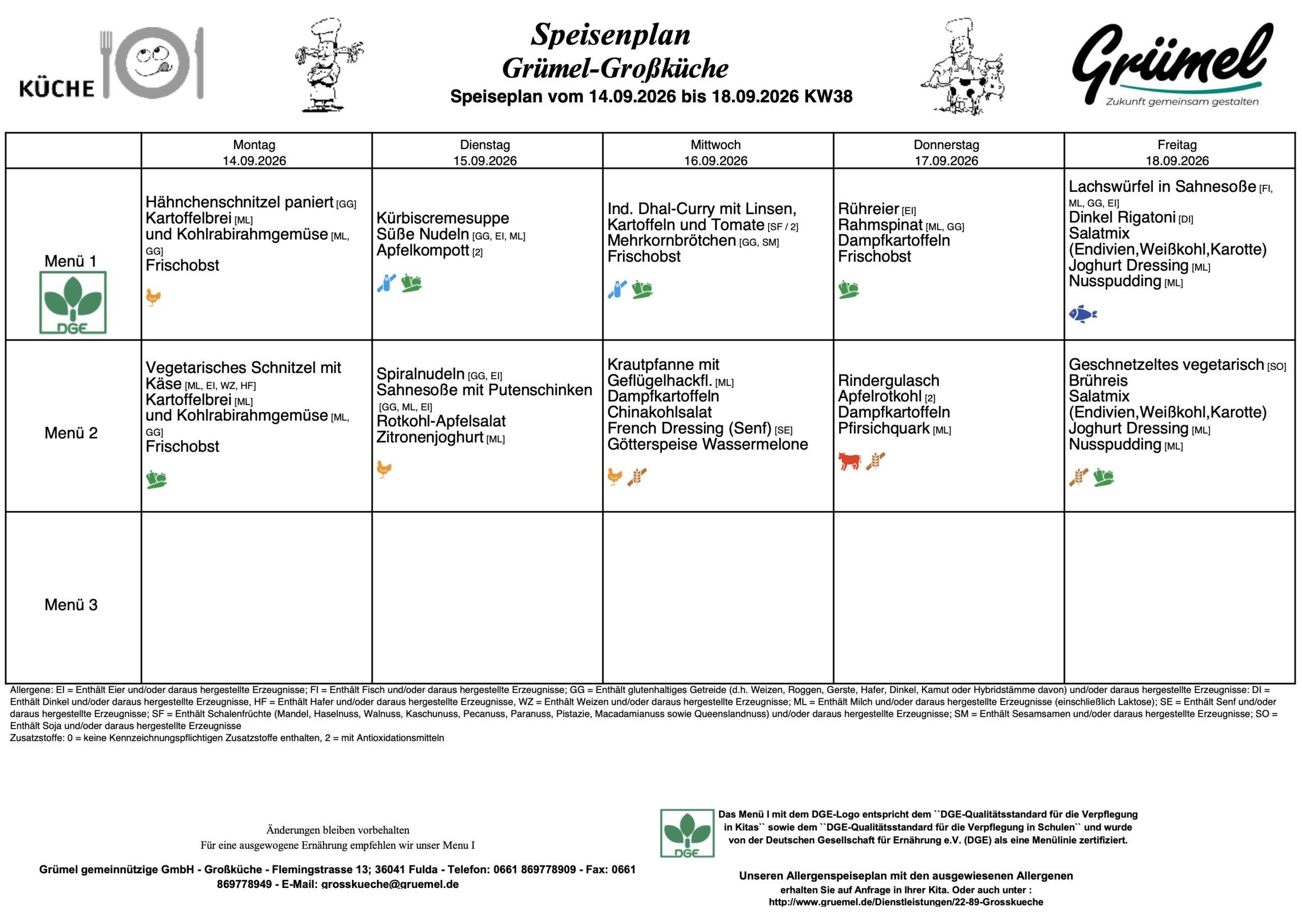 Speisenplan Jahnschule Hünfeld