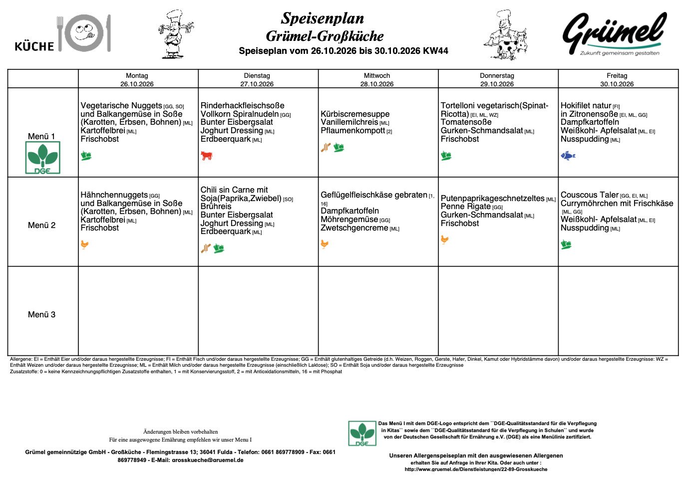 Speisenplan Jahnschule Hünfeld